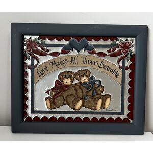 Nursery Teddy Bears Tole Painted Punched Tin Wall Art Pleasants 1993